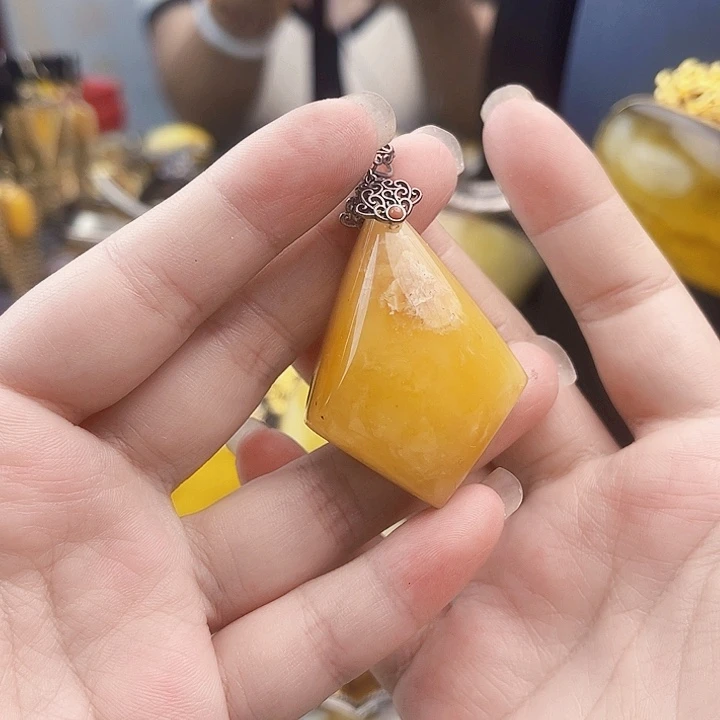 裸石琥珀银S925镶嵌
