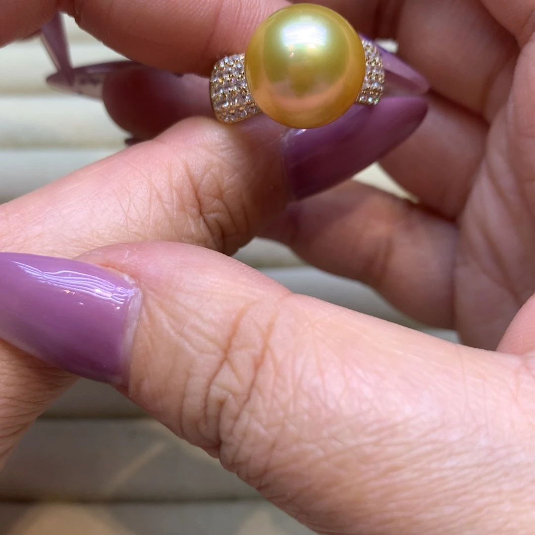 银S925镶嵌戒指海水珍珠