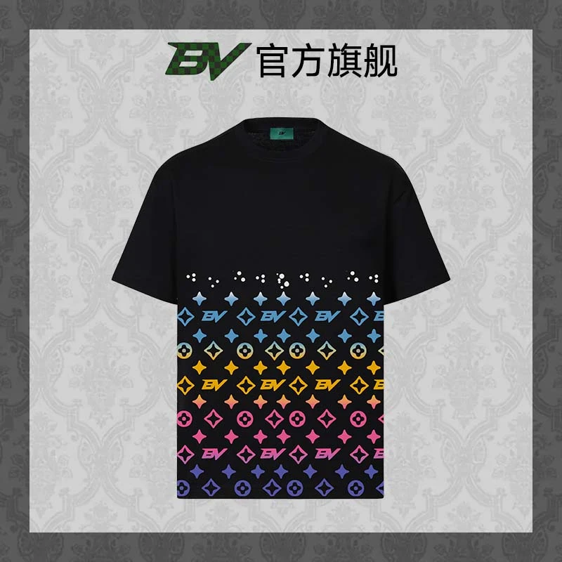 BV短袖男t恤弹力冰感夏季小白T高级感男装英伦痞帅亲肤柔软款潮牌