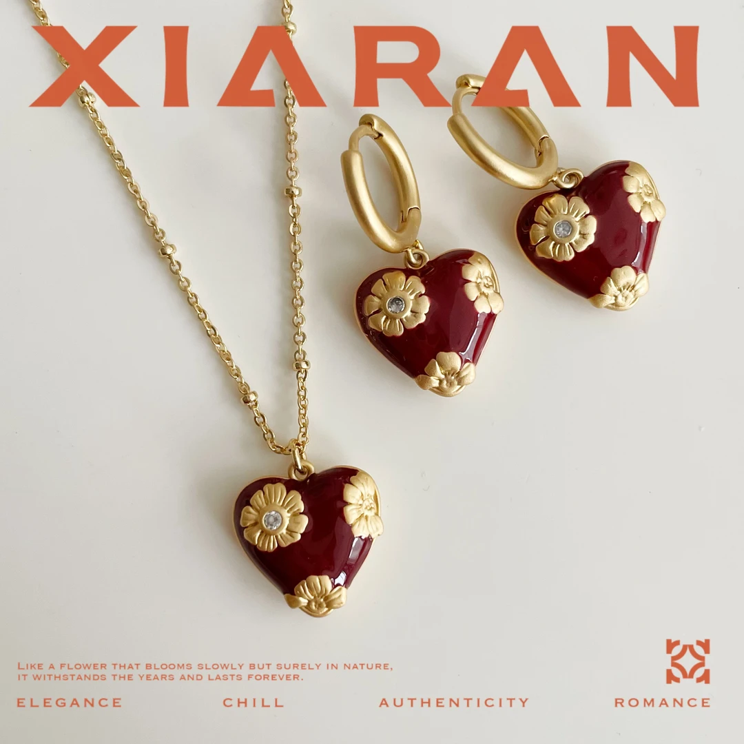 铜项链 「草莓」珐琅安克拉红百搭精致桃心爱心红色高级设计感项链