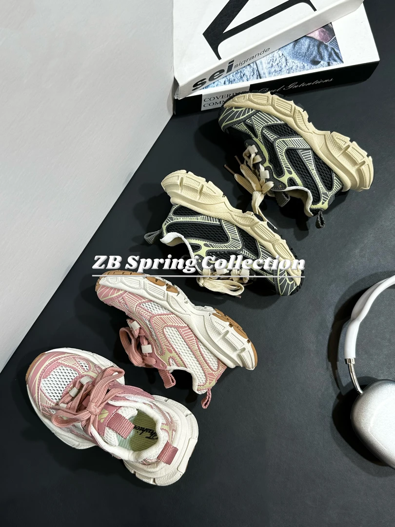 【哲豹】2025新款儿童运动鞋【超轻跑】单网魔术贴休闲跑跳老爹鞋