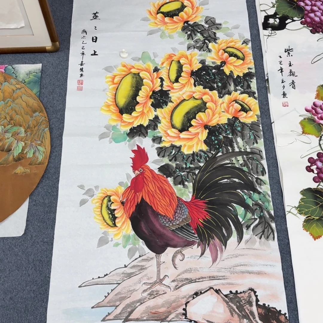 国画四尺尺寸70X140纯手绘作品