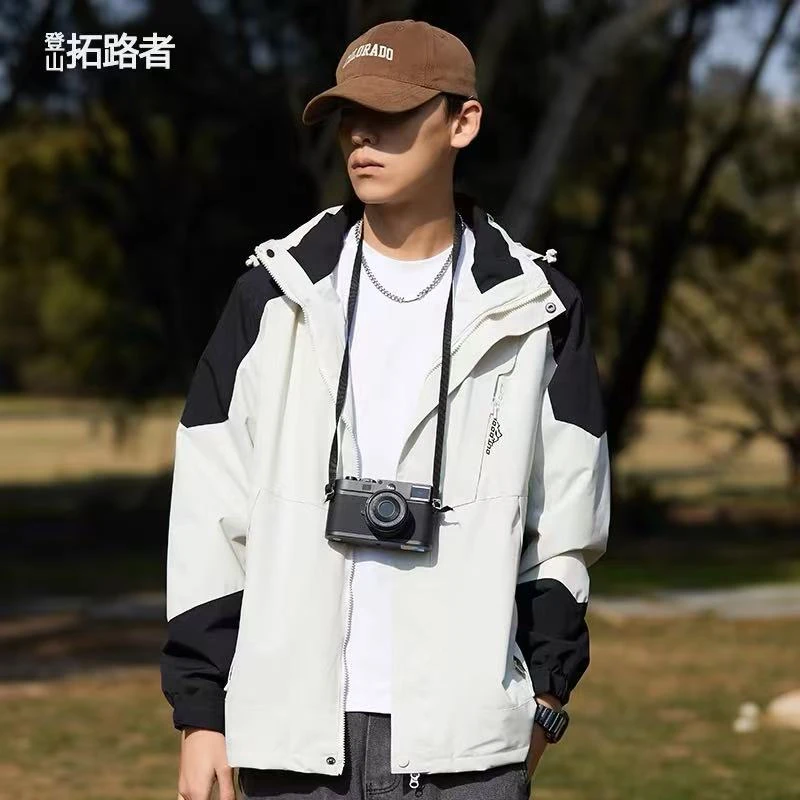 300-399号直播间选款印花拼接纯色冲锋衣单冲