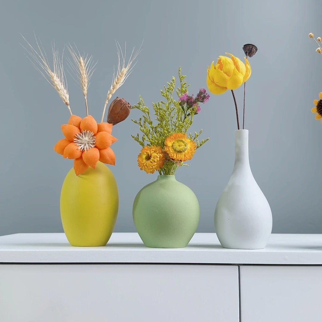 摆件陶瓷花瓶摆件含花总高约20-30cm