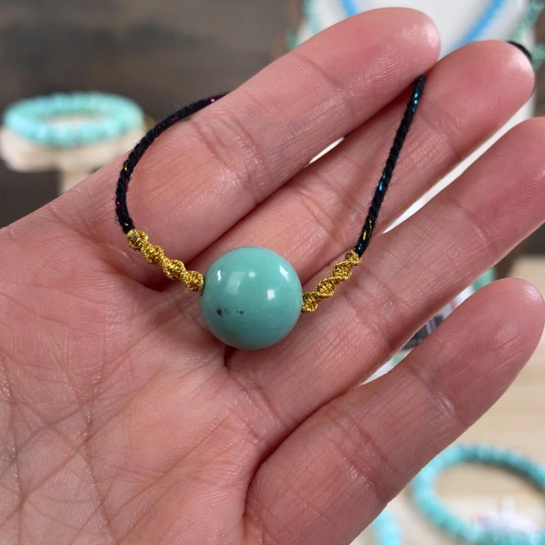 绿松石未镶嵌套链13+高瓷绿圆珠