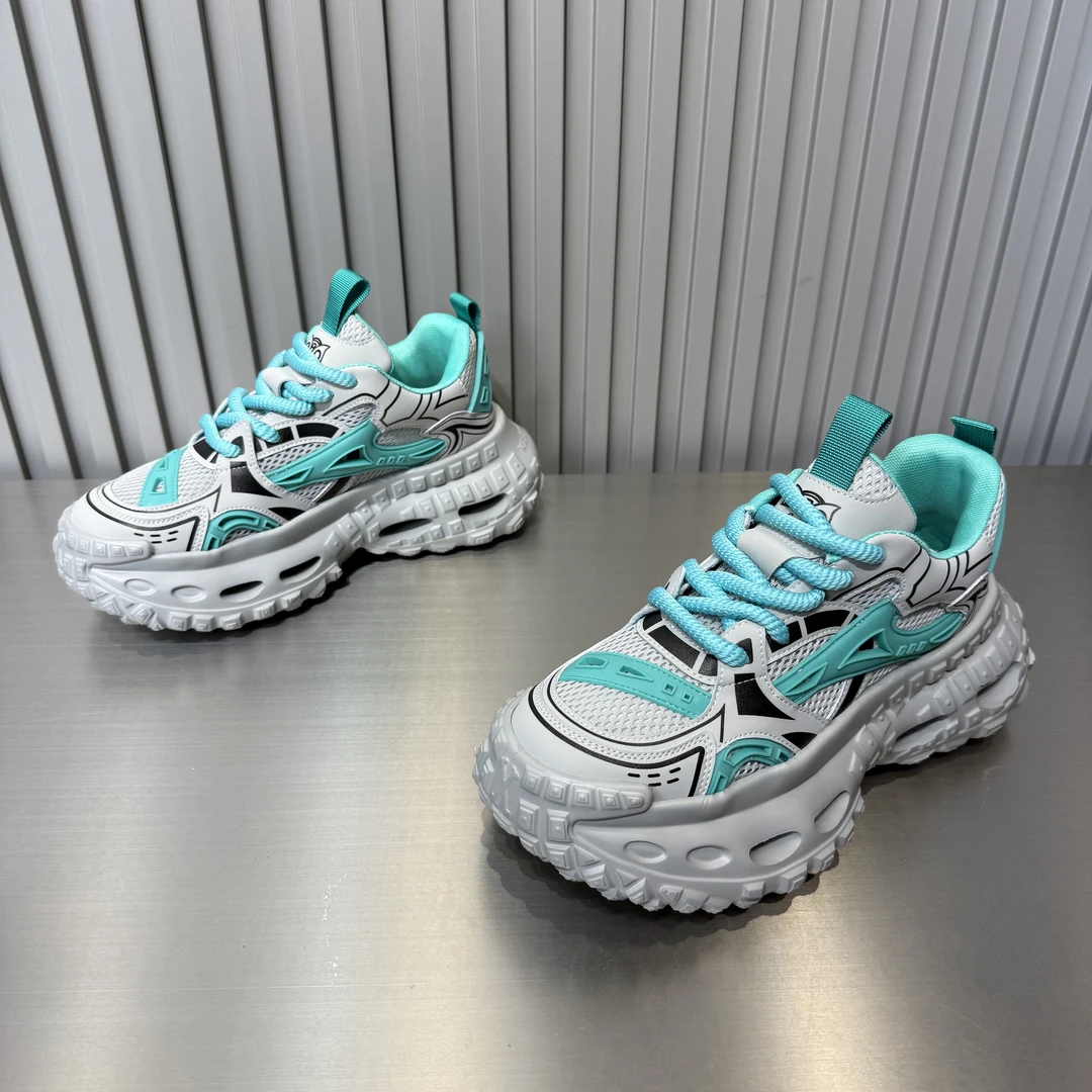 2025夏季新款男鞋时尚休闲百搭日常拼色镂空底轻奢潮款老爹鞋