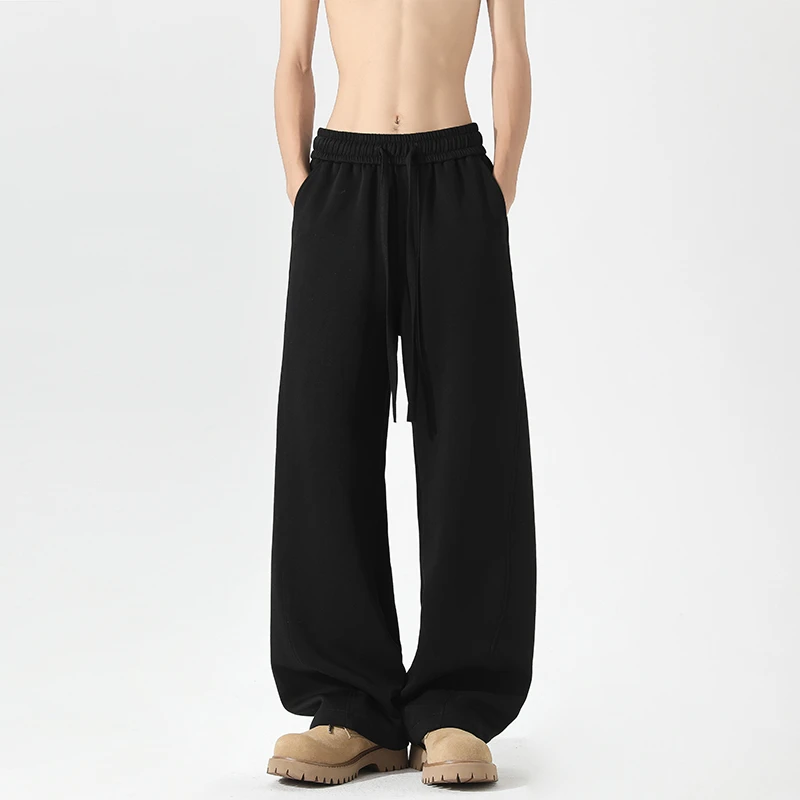 秋季休闲裤黑色垂感男士阔腿卫裤外穿薄款垂感宽松