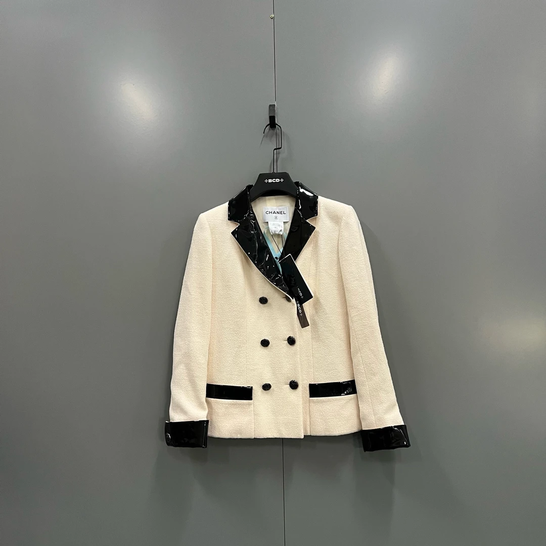 95新 Chanel/香奈儿 zt2 拼皮撞色休闲外套 38码/98新/206283