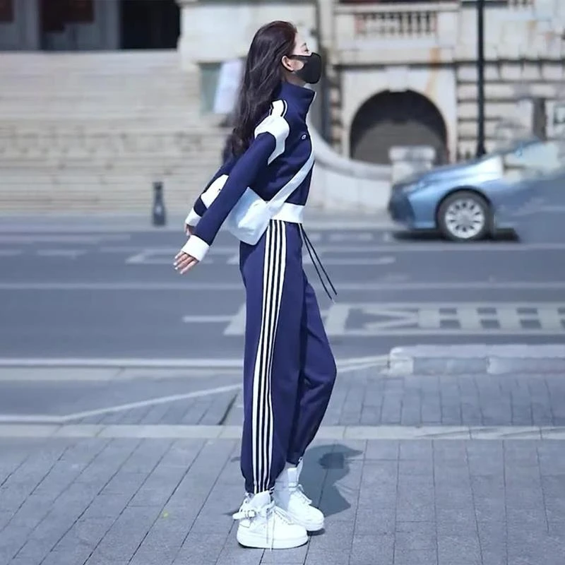 2025秋冬新款加绒保暖休闲套装女韩版时尚网红炸街运动服两件套潮
