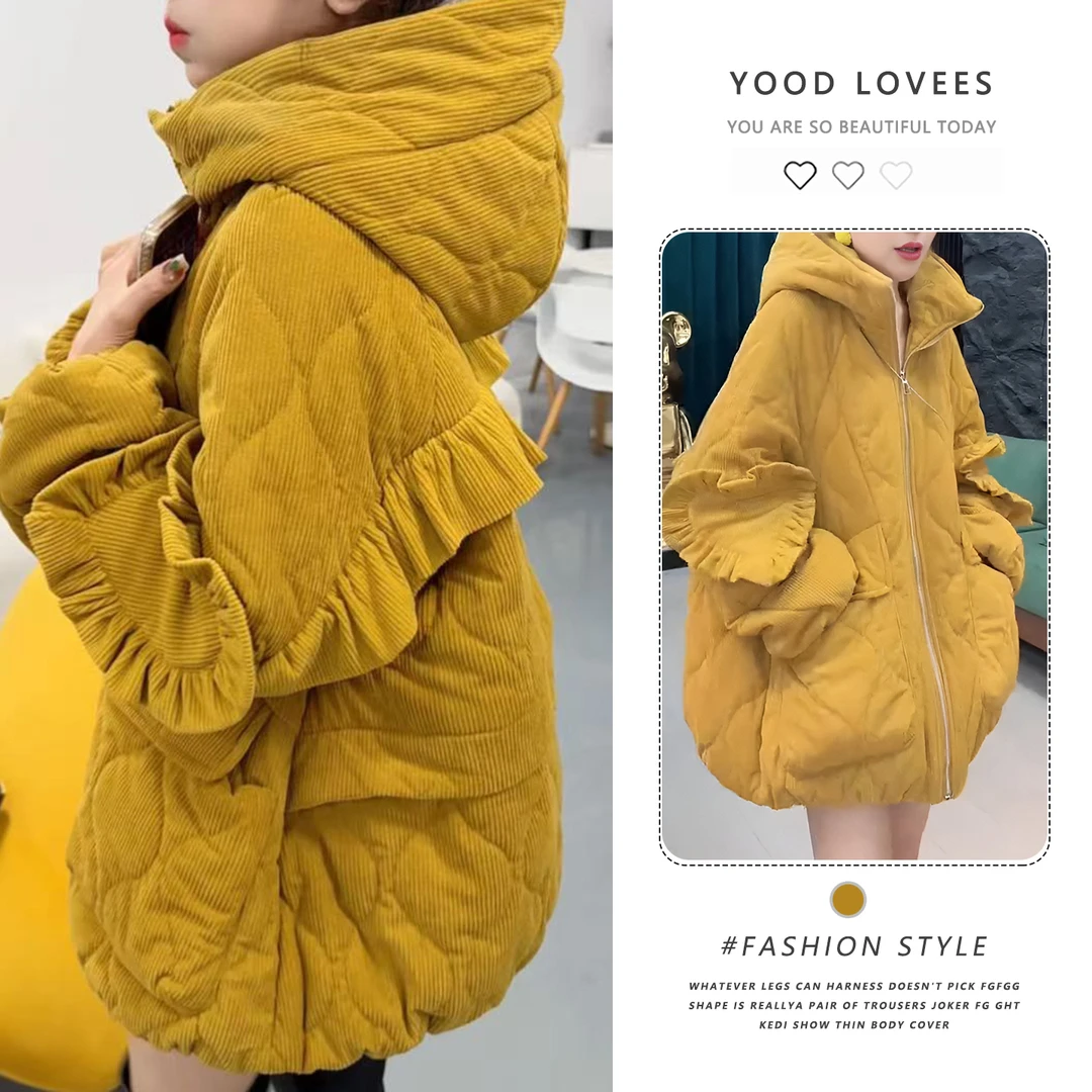 复古时尚设计感连帽棉服女秋冬季新款高级感大口袋拼接棉衣外套潮