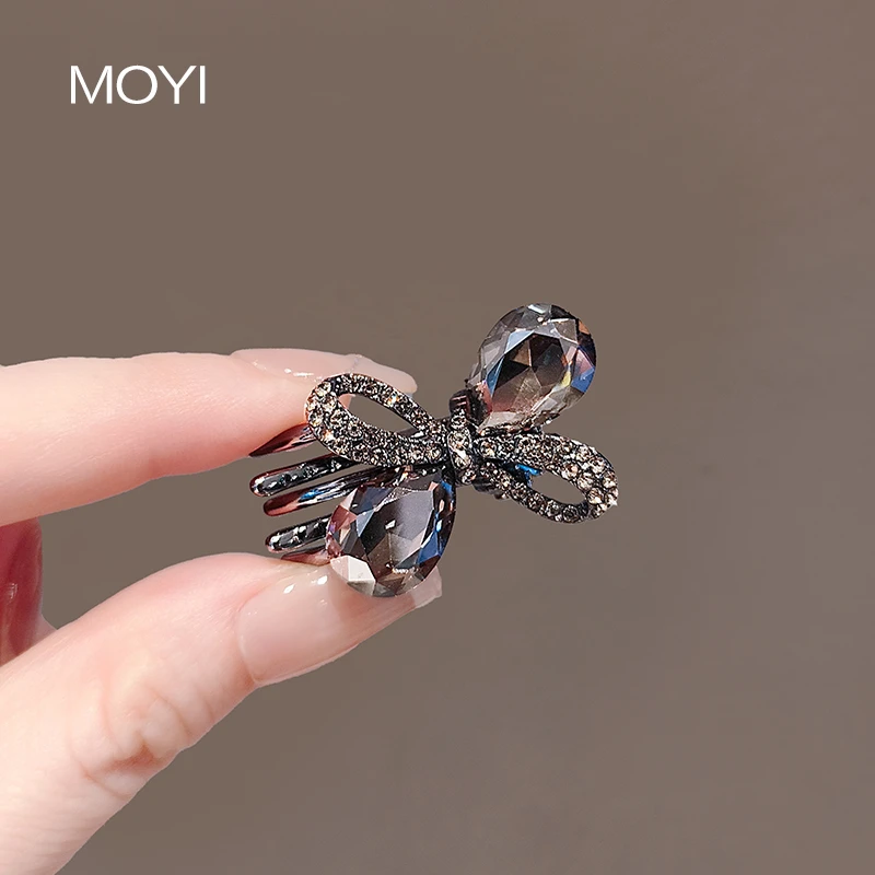 蝴蝶结额前碎发刘海鸭嘴夹发卡发夹甜美高级感靓丽水钻侧边夹镂空