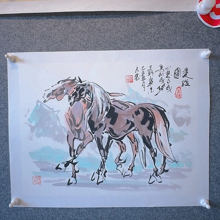 国画王乃忠水墨画双俊图