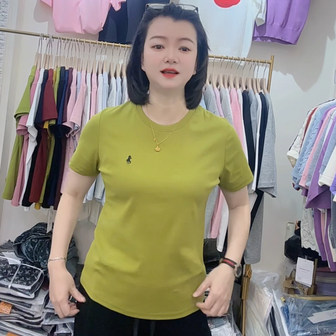 定制款糖果是简约大方刺绣棉T