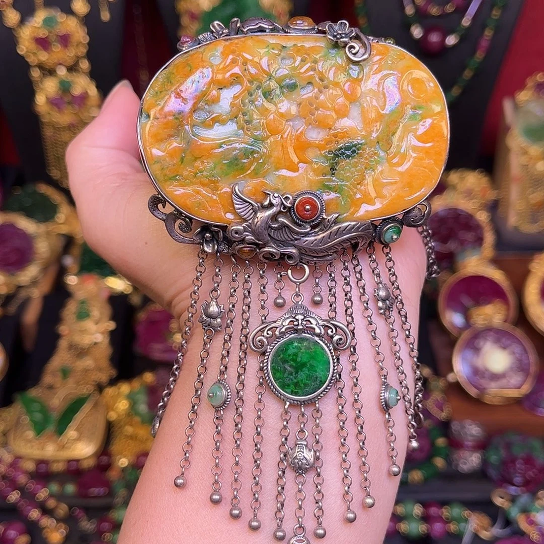 翡翠银S925镶嵌手镯