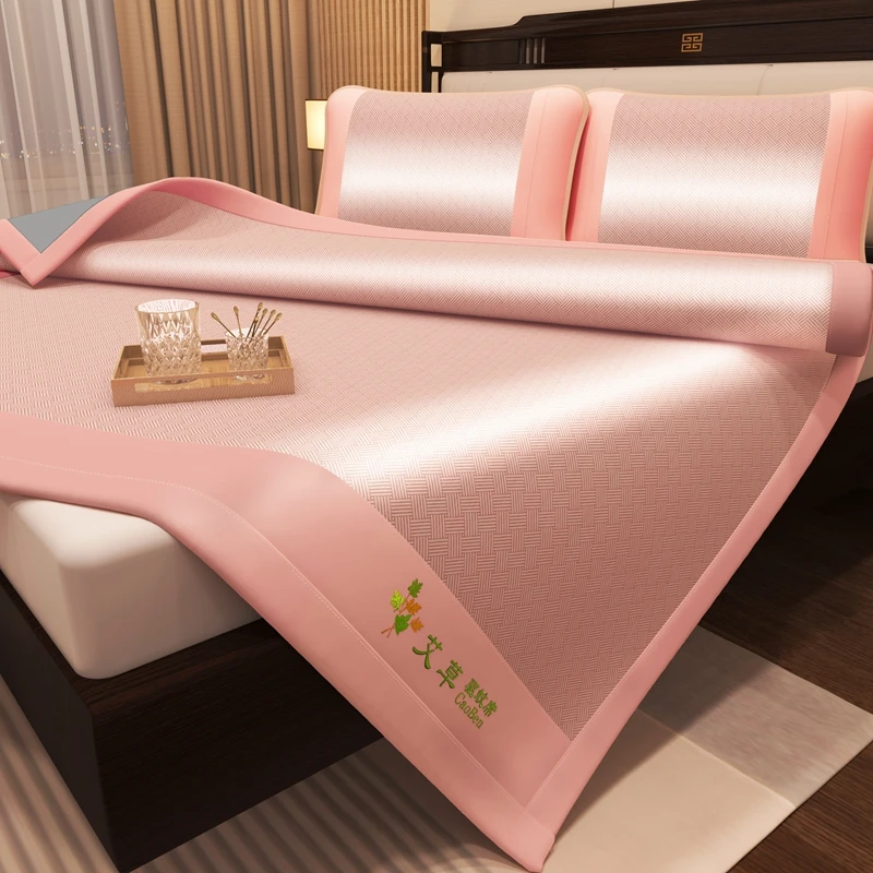 艾草驱蚊凉席夏季冰丝藤席可机洗可水洗学生宿舍软席子床垫垫子