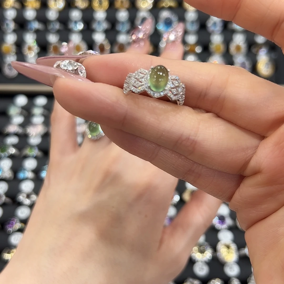 戒指银S925镶嵌水晶脊****.