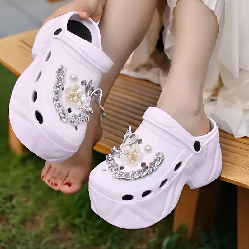 2025年夏季卡通可爱洞洞鞋女生时尚百搭厚底外穿包头拖鞋