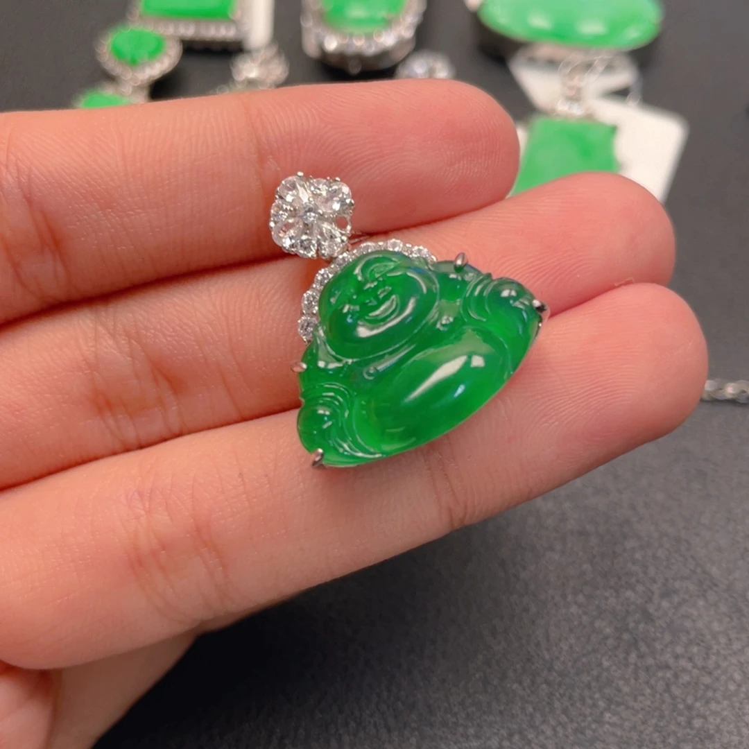 翡翠银S925镶嵌吊坠(不含链)