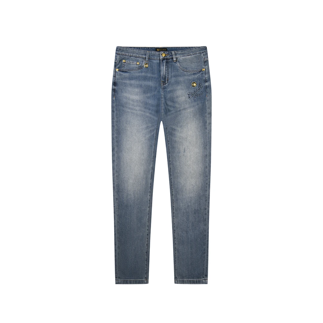 【亚萍男装】Stephen Park 2025夏季休闲百搭蓝色修身男牛仔裤子001