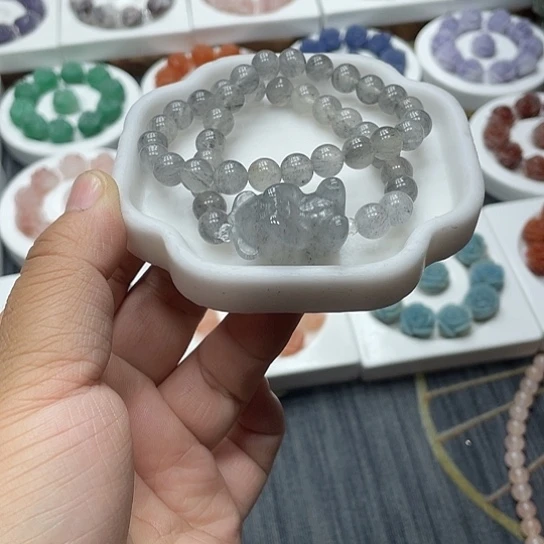 石英质玉（非洲翠）合金手串