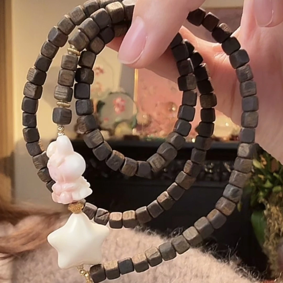 沉香奇楠小方星星项链