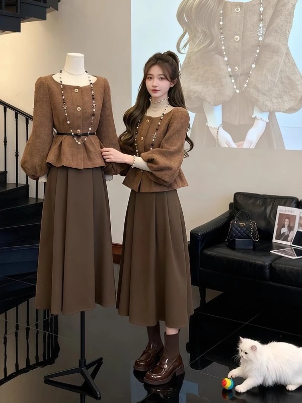 巨好看高端精致名媛套装2025秋冬新款小众气质小香风外套半裙女装