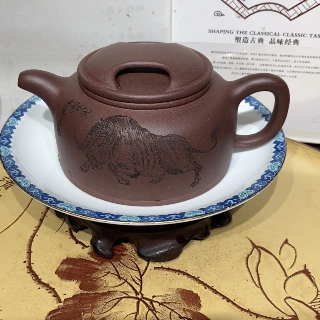 紫砂茶壶全手260 全手万文涛刻绘
