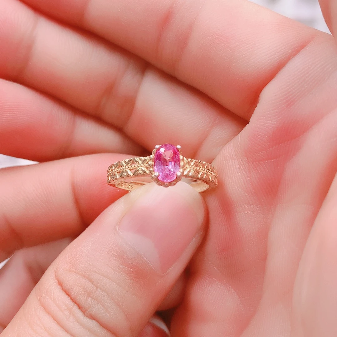 蓝宝石戒指银S925镶嵌4.2✖️6.2