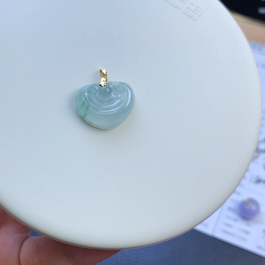 翡翠18K金镶嵌挂件48小时鉴赏期  称心如意