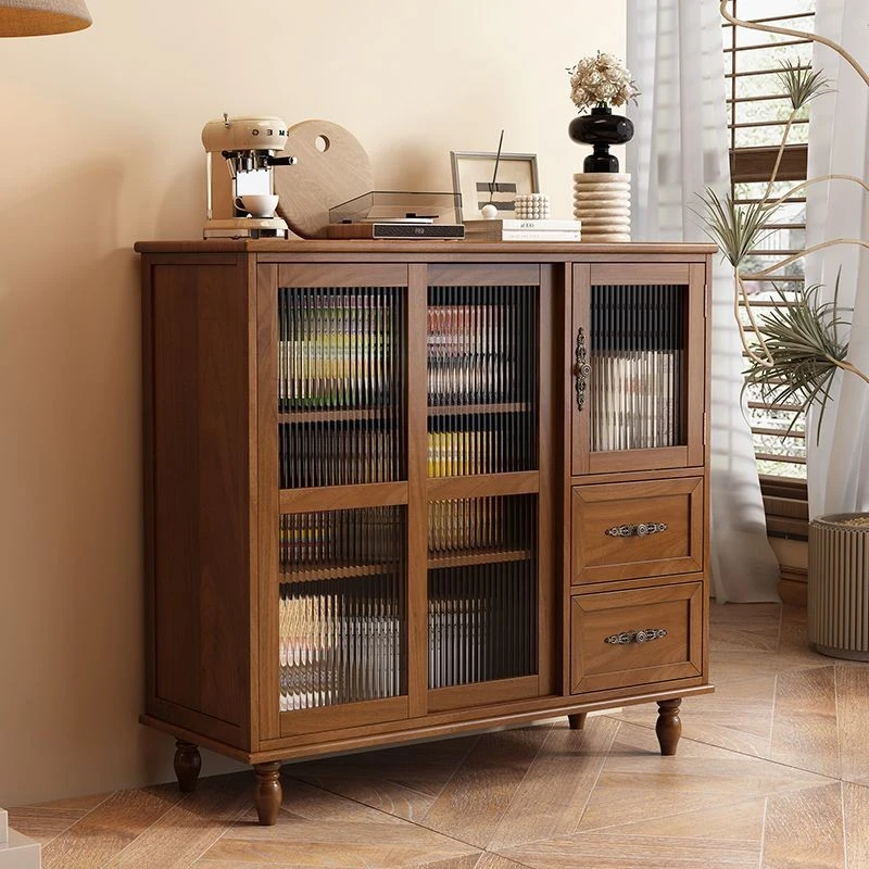 实木中式餐边柜简约储物柜子客厅沙发边柜茶水柜小户型北欧置物柜