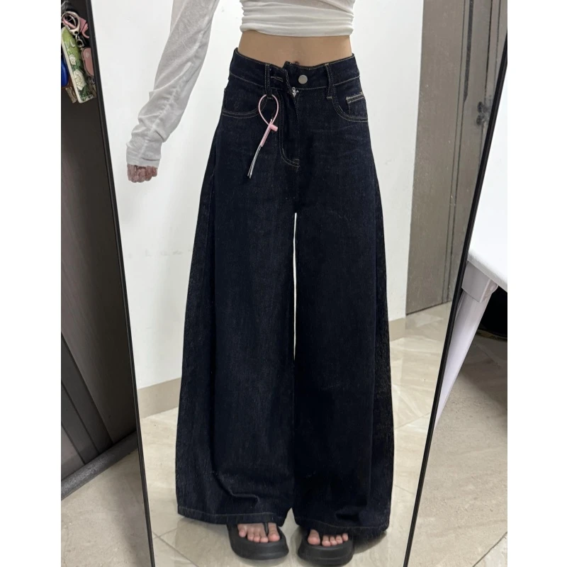 175高个子加长版180蓝色阔腿牛仔裤女秋季新款宽松显瘦直筒拖地裤