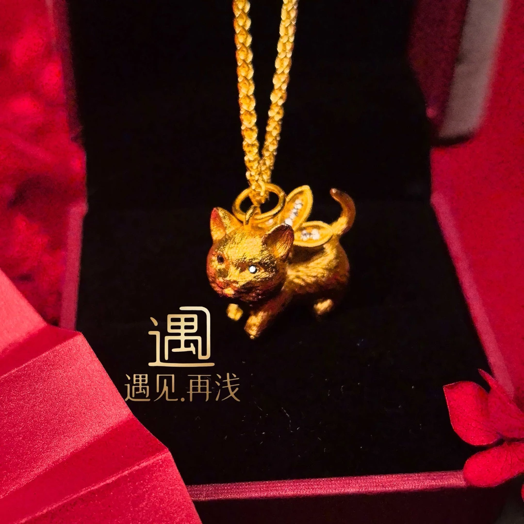 铜合金布艺项链 遇见再浅傲娇精灵猫咪生日七夕送女友老婆礼物