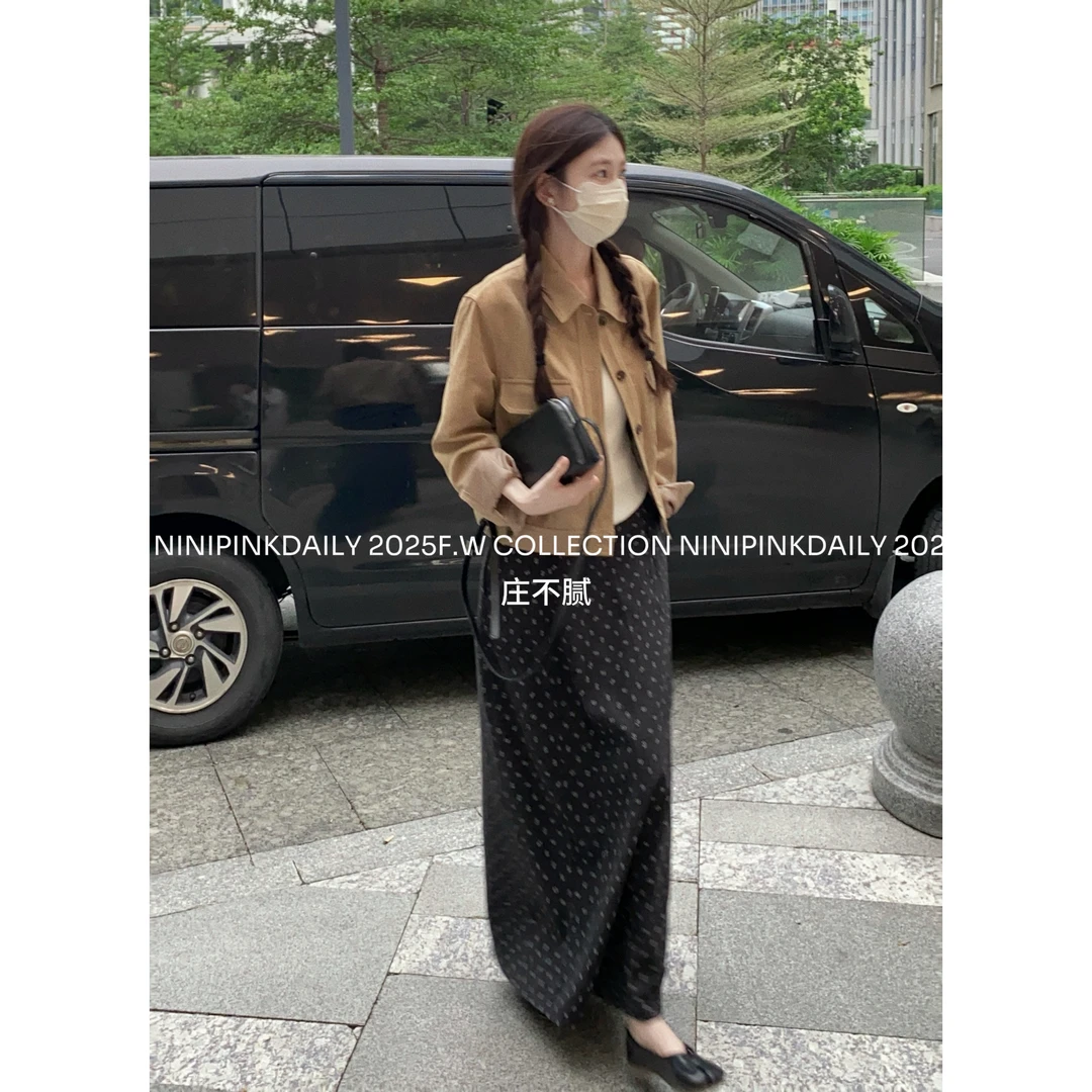 0087Ninipink庄不腻自制【旧金山】老钱风翻领短外套气质显瘦夹克秋