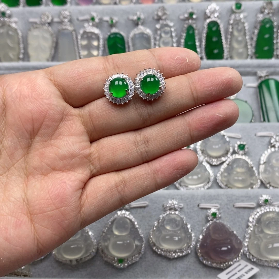 玛瑙/玉髓耳钉合金7*925银针