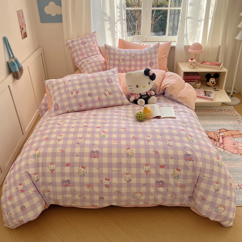 2025新款小清新可爱全棉印花床上用品四件套单人学生宿舍三件套