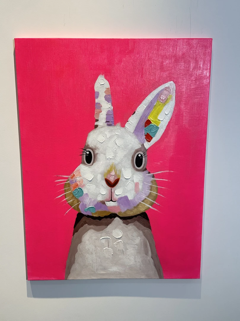 【手绘油画特价商品！！】纯手工纯手绘彩虹兔