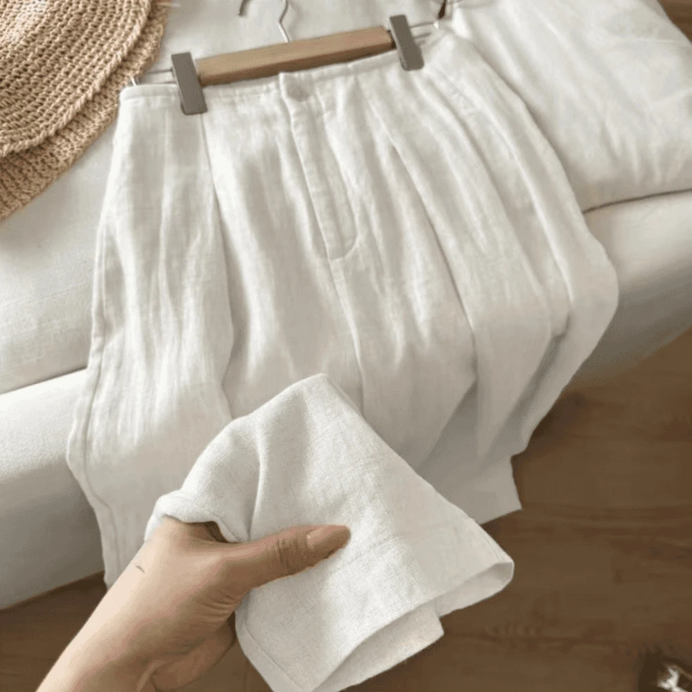 夏季高腰莱赛尔亚麻阔腿裤慵懒风垂感显瘦宽松直筒长裤