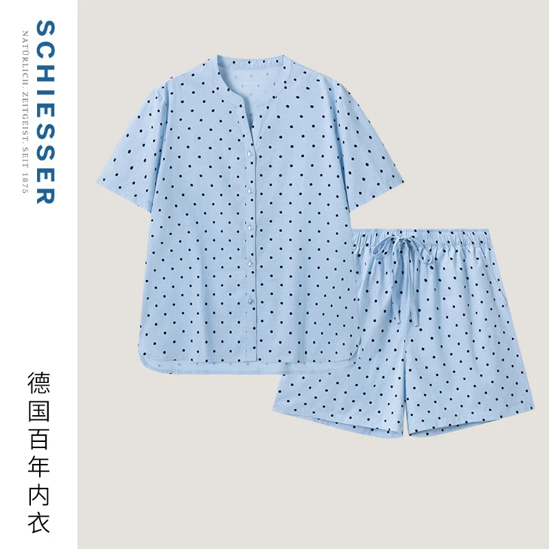 SCHIESSER舒雅25年春夏新品女士棉质软糯亲肤透气印花家居服套装
