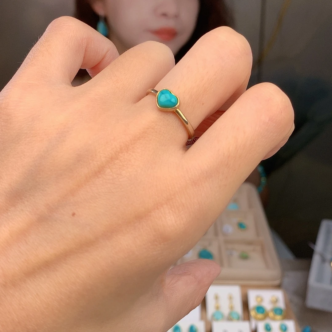 绿松石银S925镶嵌戒指