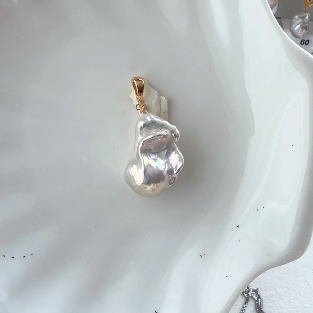 淡水珍珠吊坠(不含链)银S925镶嵌ʚ****?