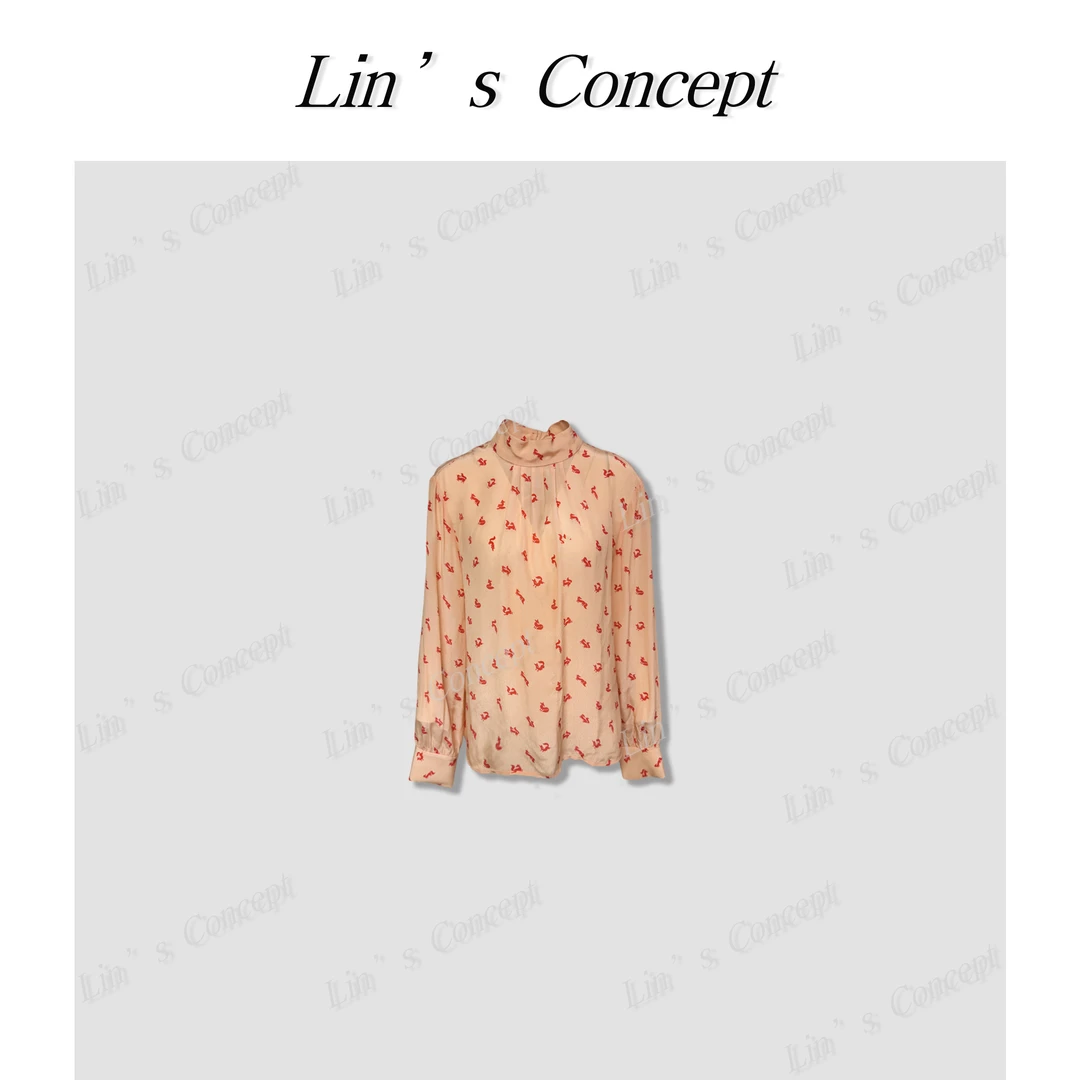 【Lin's concept】极简设计师款动物印花复古长袖衬衫 DL2404674