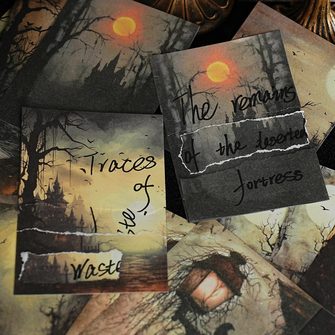 意鸟素材纸 黑暗中漫舞系列 复古暗黑仿旧手帐装饰素材20张