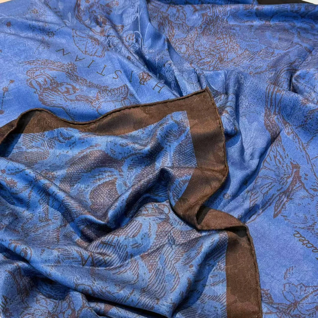 140丝绒提花方巾-取之于蓝 135cm丝巾