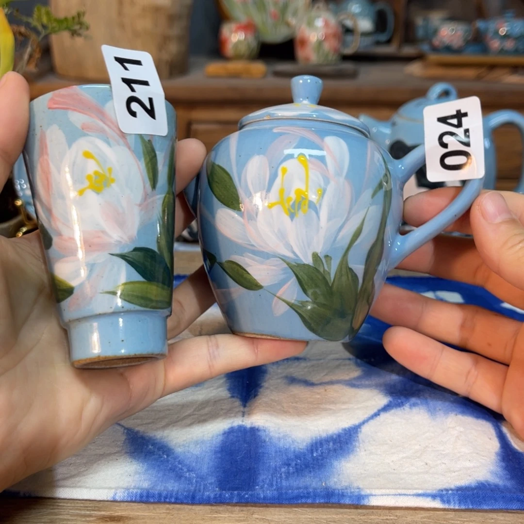 壶素浅陶瓷手工手绘