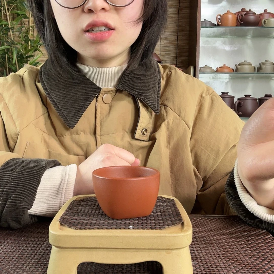 紫砂茶杯原矿朱泥天圆地方主人杯一个80CC