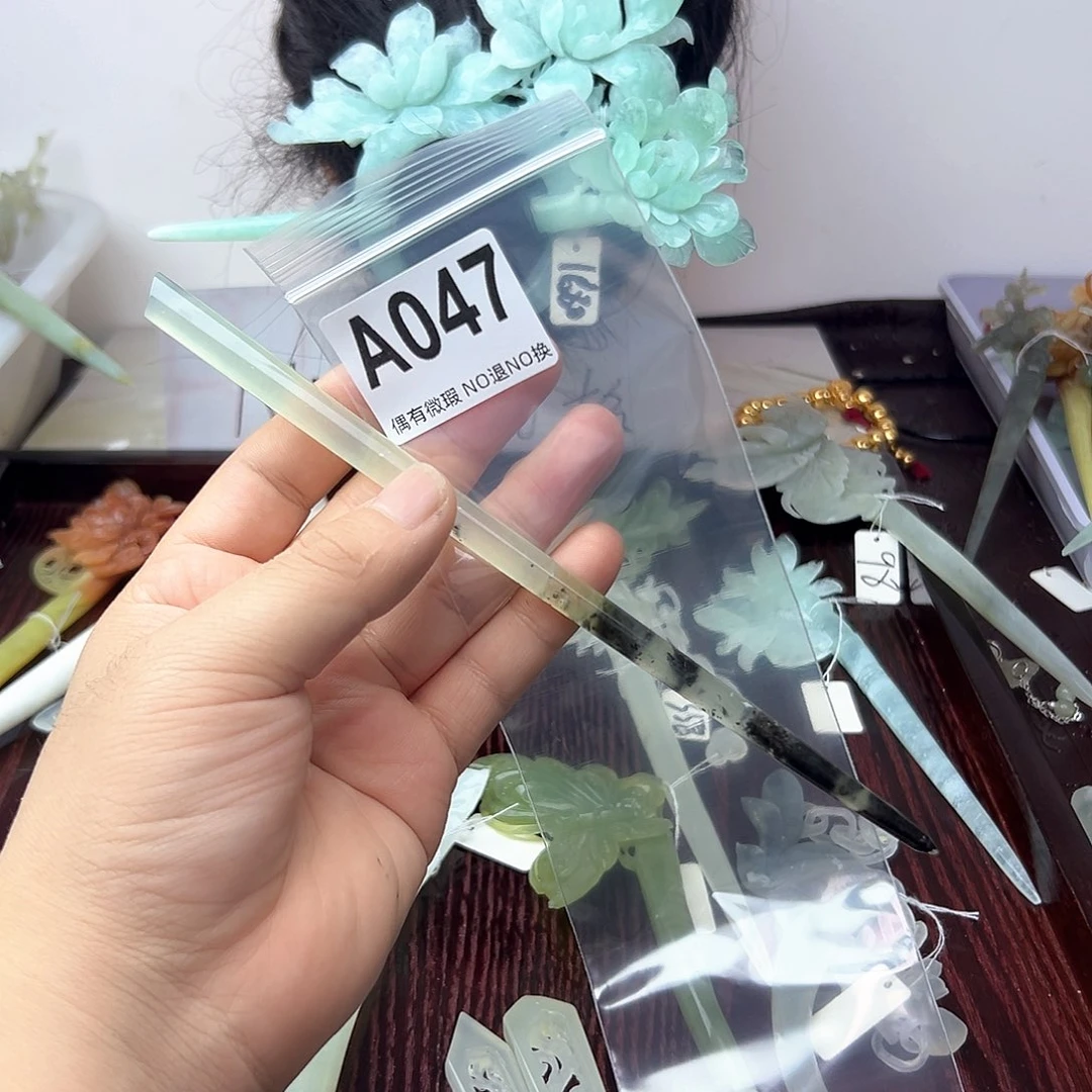 蛇纹石玉合金发饰花****千