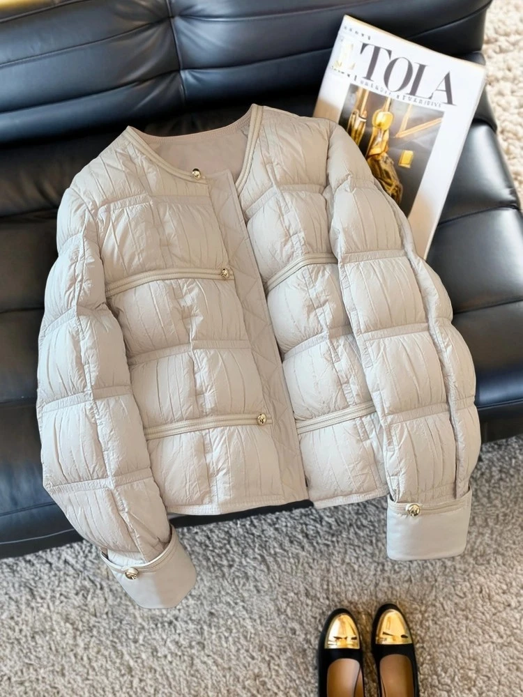 欧货时髦气质圆领小香风棉服2025秋冬季宽松休闲百搭保暖棉衣外套