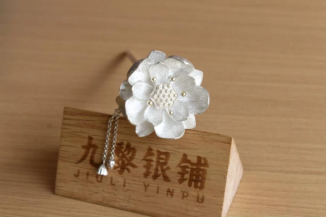 足银莲花流苏60克发簪送老婆女朋友结婚纪念礼物精美时尚纯手工