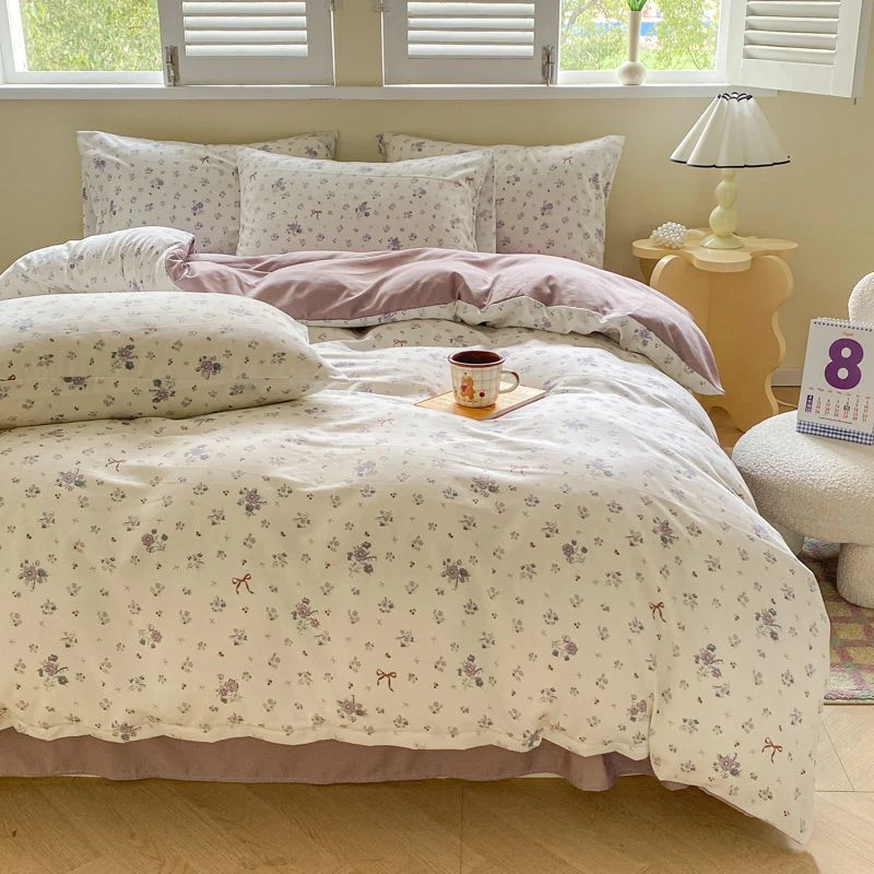 2025新款A类加厚有氧针织棉双层纱四件套小清新轻奢软糯小碎花