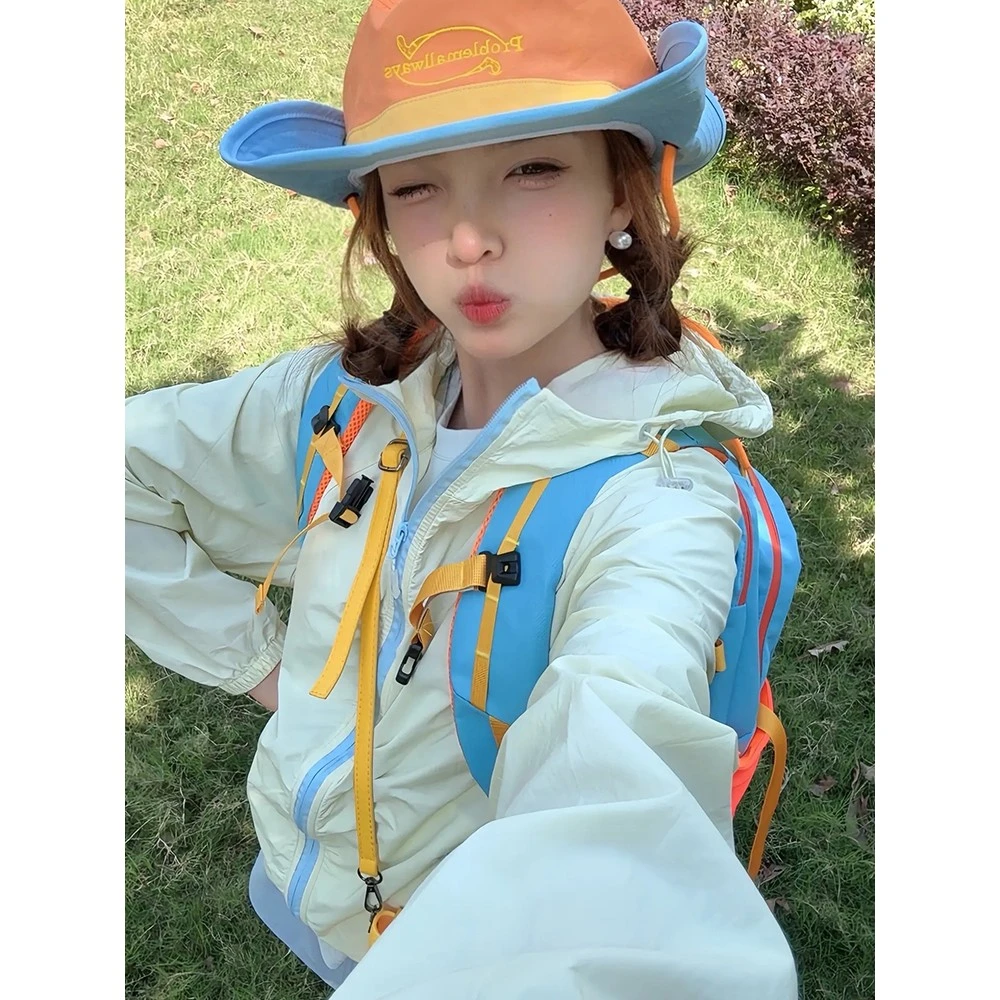 多巴胺穿搭户外轻薄衣男女款夏季冰丝透气速干原纱情侣皮肤衣